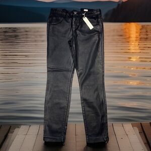 Divine Rights of Denim Ankle Crop Coated Jeans 28 (29x27) Ink Blue Stretch Women